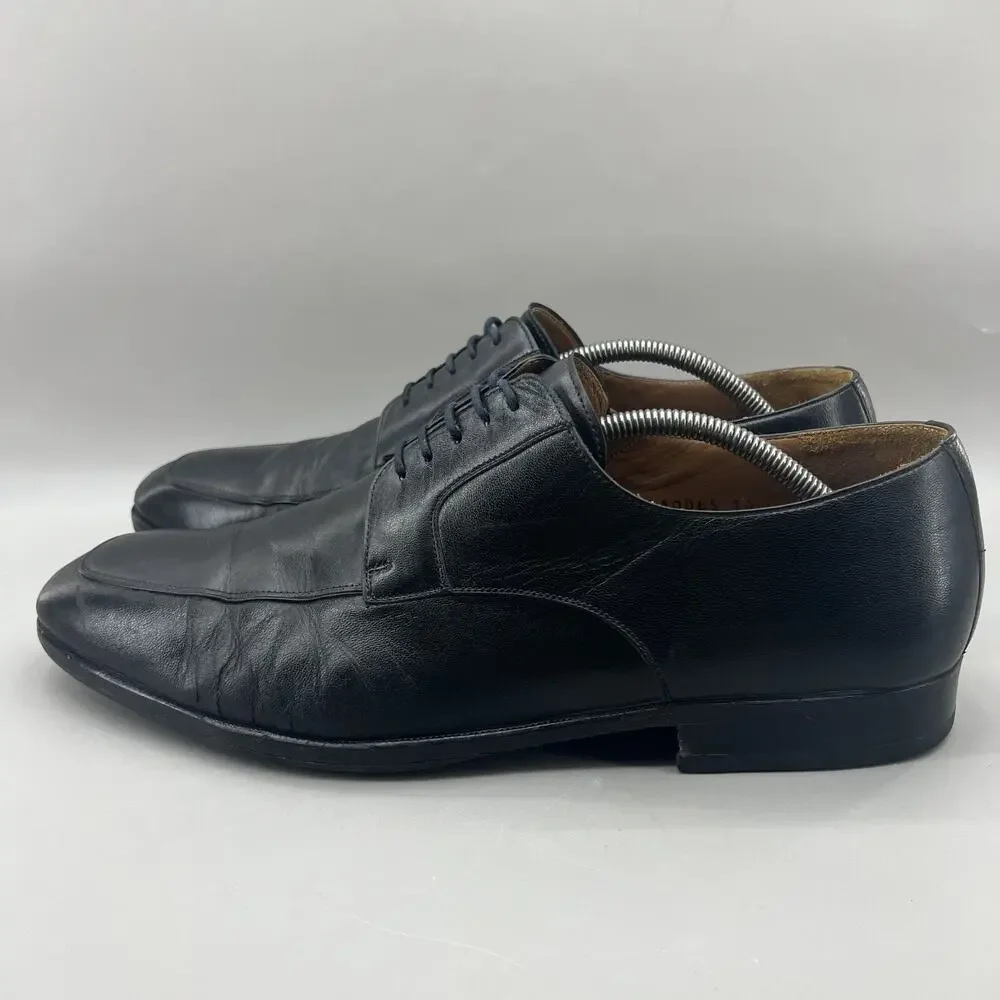 Magnanni Split Toe‎ Apron Oxford Men's Size 13 M Black Leather Comfort Low Shoes